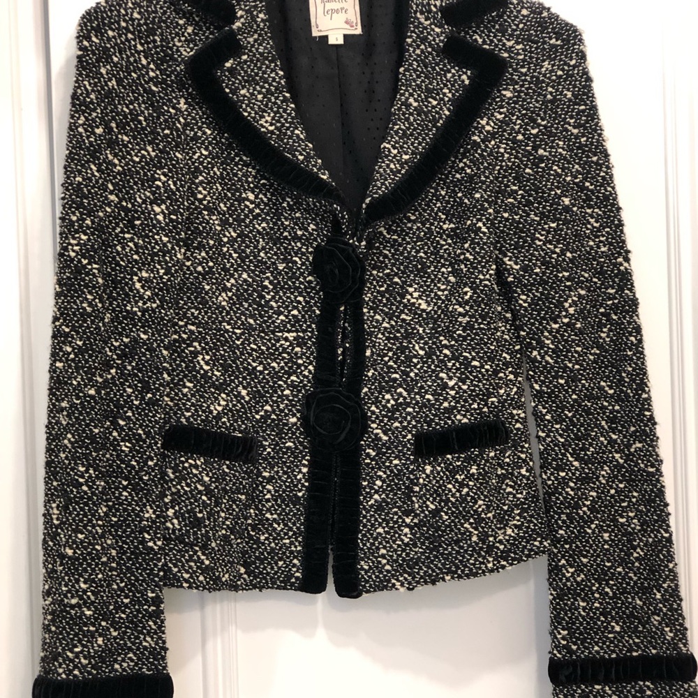 Nanette Lepore tweed suit with matching short and long jackets